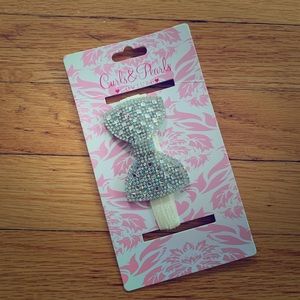 Baby silver bling and cream band soft headband